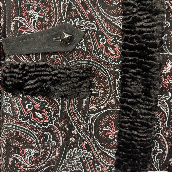 Doncaster Size 12 Velvet Paisley Jacket Curly Lamb Trim Classic Vintage - Picture 3 of 8